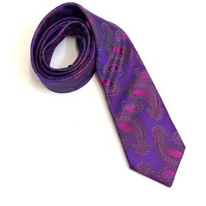 Duchamp Purple & Fuchsia Silk Paisley Tie